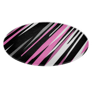 Pink Black and White Abstract     Cutting Board