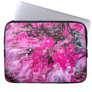 Pink, Black, and White Abstract Laptop Case