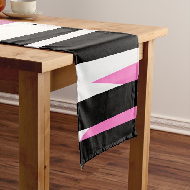 Pink Black and white Abstract Table Runner (In Situ)