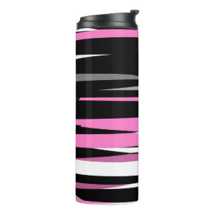 Pink Black and White Abstract   Thermal Tumbler