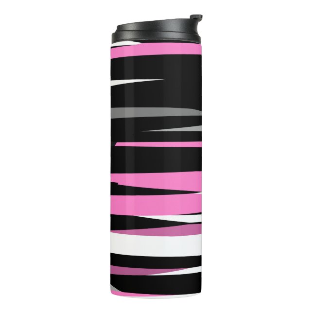 Pink Black and White Abstract   Thermal Tumbler (Rotated Left)