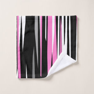 Pink Black and White Abstract   Wash Cloth