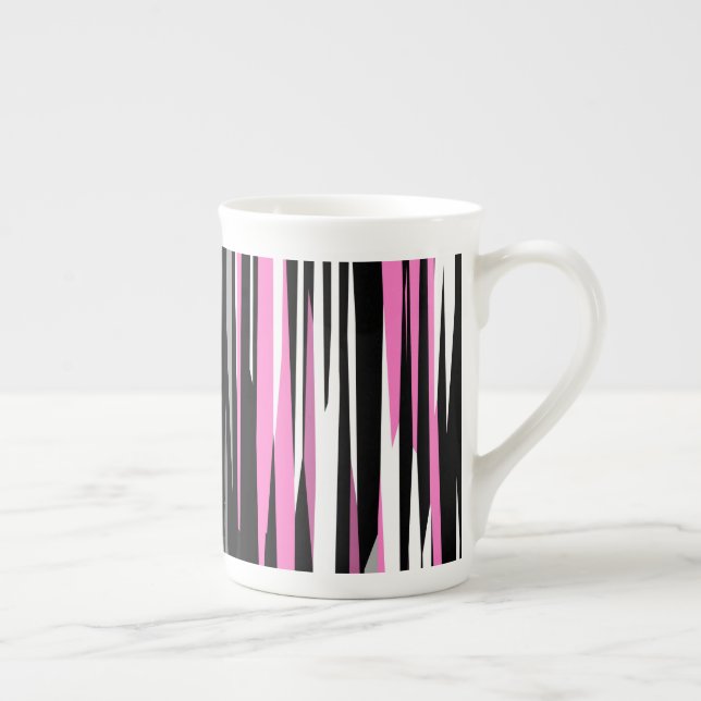 Pink Black and White Bone China Mug (Right)