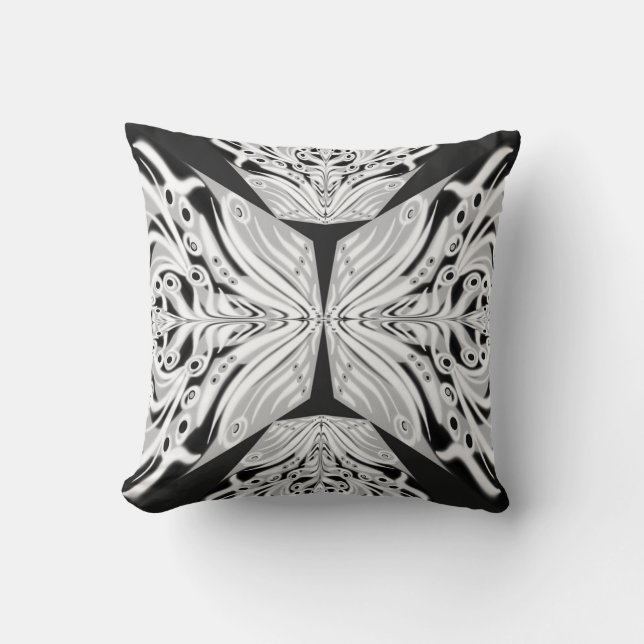 Pink Black And White Butterfly Winged Abstract  Cushion (Front)