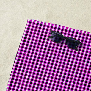 Pink Black And White Checks, Beach Towel