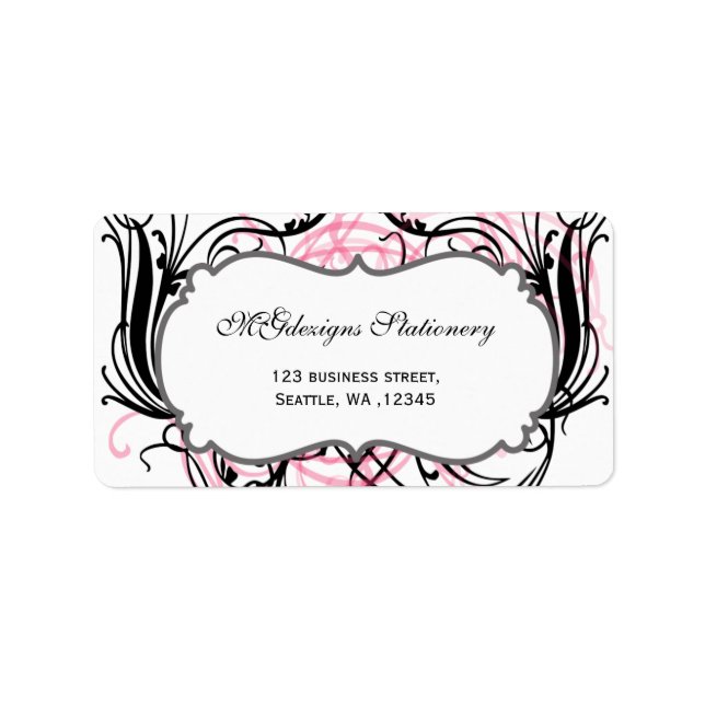 pink, black and white Chic Business address labels (Front)