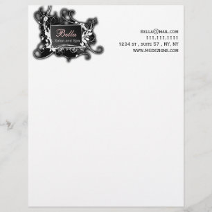 pink, black and white Chic Business letterheads Personalized Letterhead