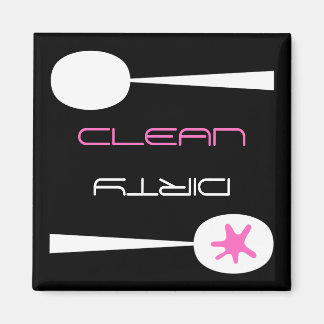 Pink, Black and White, Clean or Dirty Dishwasher Magnet
