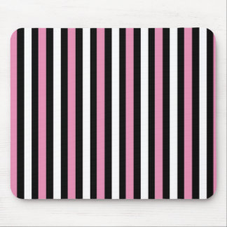Pink, Black and White Stripes Mouse Mat
