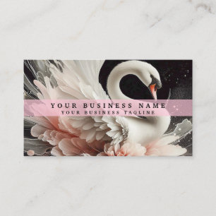 Pink black and White Swan Business Cards