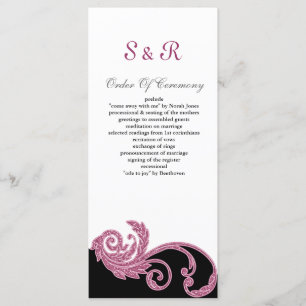 Pink,black and white Wedding program Programme