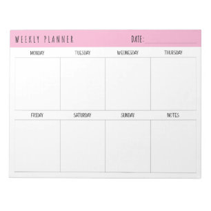 Pink, Black and White, Weekly Planner, Notepad