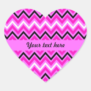 Pink, Black and White Zigzag Heart Sticker