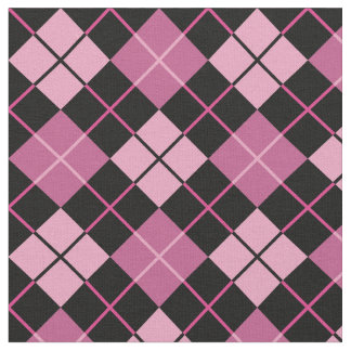Pink & Black Argyle Fabric