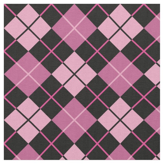 Pink & Black Argyle Fabric (Close Up)