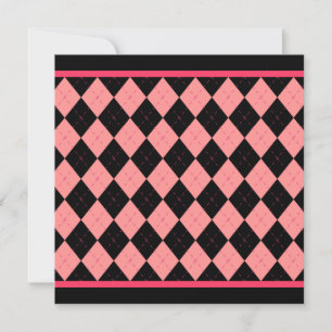 Pink Black Argyle Invitation