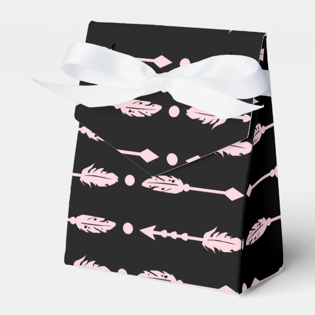 Pink & Black Arrows Wild ONE Girls Birthday Party Favour Box (Front Side)