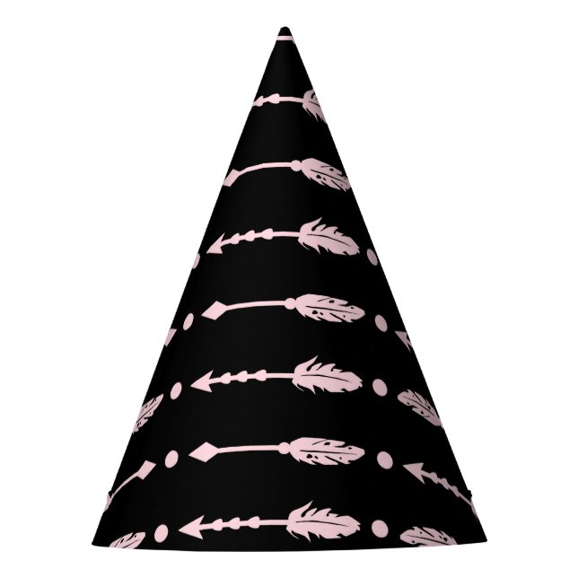 Pink & Black Arrows Wild ONE Girls Birthday Party Hat (Front)