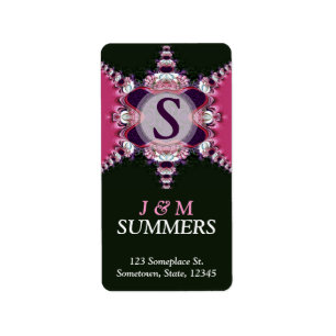 Pink+Black Art Lace Monogram Address Label