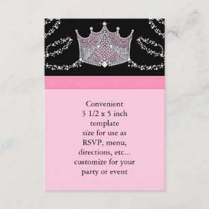 Pink Black Baby Girl Princess Baby Shower RSVP