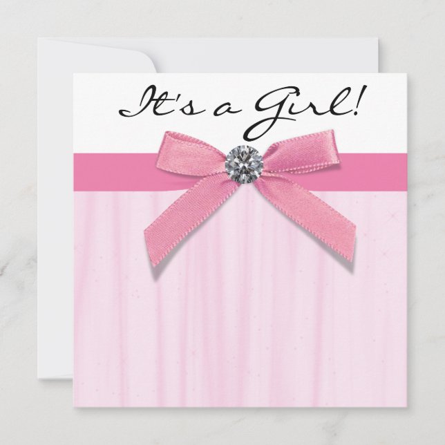 Pink Black Baby Girl Shower Invitation (Front)