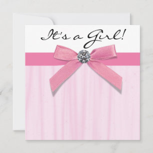 Pink Black Baby Girl Shower Invitation