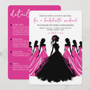 Pink & Black Bachelorette Party Invitation