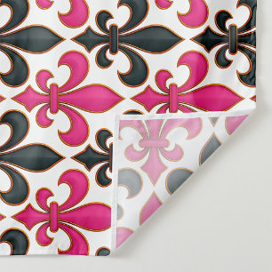 Pink Black Baroque Fleur-de-lis Pattern Design Tapestry