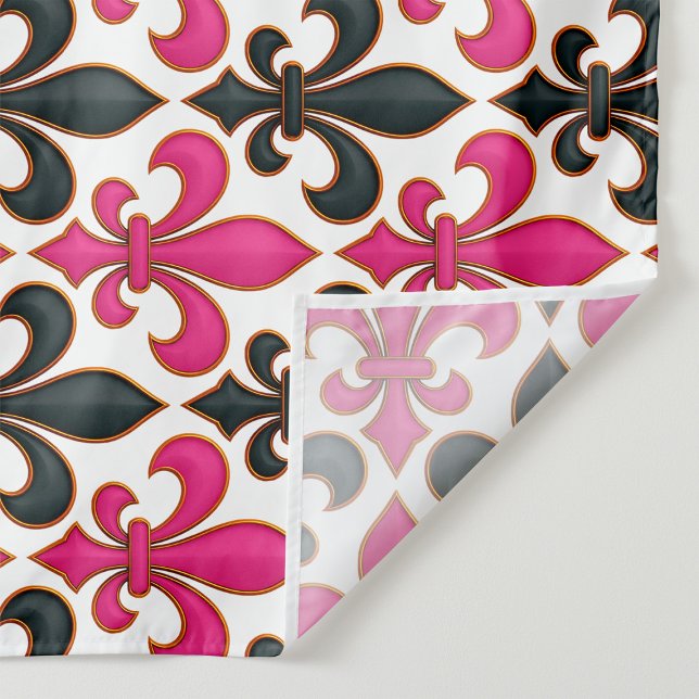 Pink Black Baroque Fleur-de-lis Pattern Design  Tapestry (Creator Uploaded)