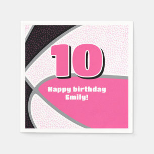 pink black basketball girls sports celebration napkin