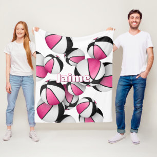 pink black basketball team colors sports decor fleece blanket