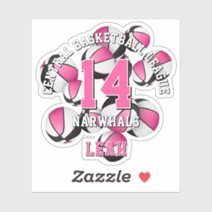 pink black basketballs cluster girls team name