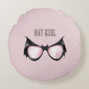 Pink Black Bat Girl Glasses Round Cushion