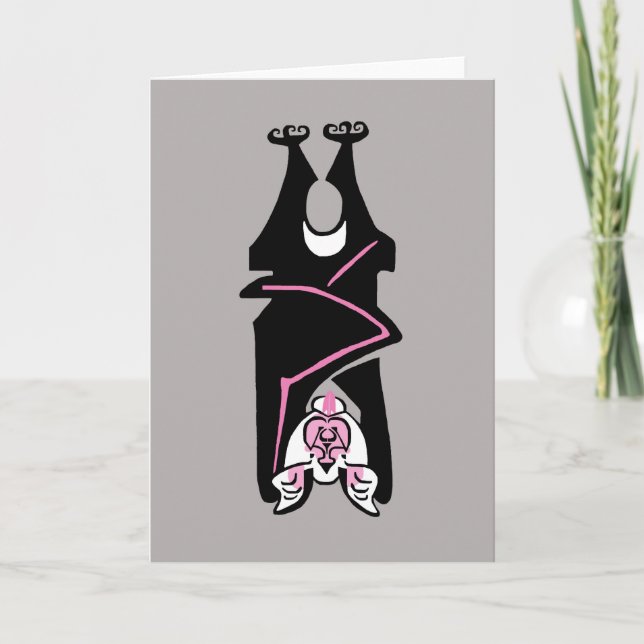  Pink & Black BAT-  Wild animals - Greeting Card (Front)