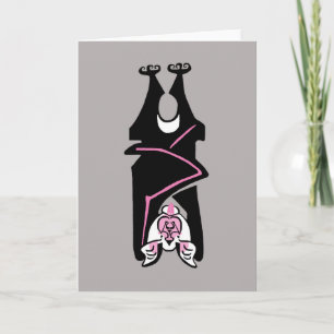 Pink & Black BAT- Wild animals - Greeting Card