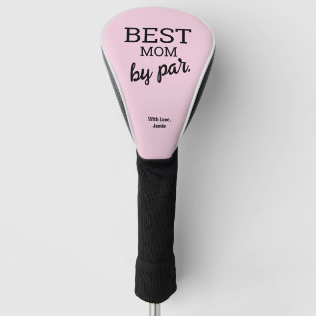 Pink black Best MOM by par Typography Custom  Golf Head Cover (Front)