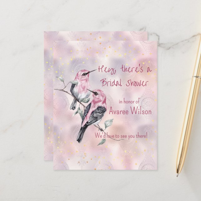  Pink Black Birds Bridal Shower (Front/Back In Situ)