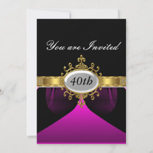 pink Black  Birthday Party Glamour Invitation