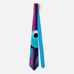 Pink Black Blue Geometric Tie