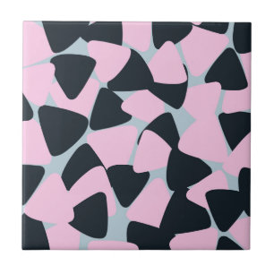 Pink Black Blue Triangle Pattern Tile
