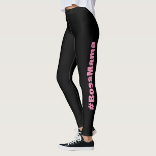 Pink Black Boss Mama Personalized Apparel Leggings