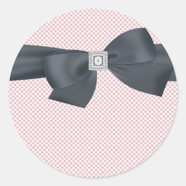 Pink Black Bow Elegant Sticker (Front)