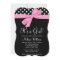 Pink Black Bow Polka Dot Baby Shower Invitations