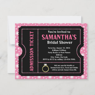 Pink/ Black Bridal Shower Ticket Invitation