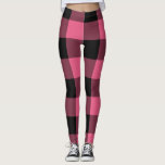 Pink & Black Buffalo Plaid Chequered Leggings<br><div class="desc">Leggings.</div>
