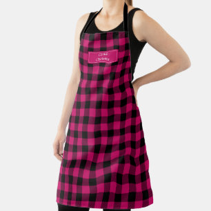 Pink Black Buffalo Plaid Lumberjack Personalised Apron
