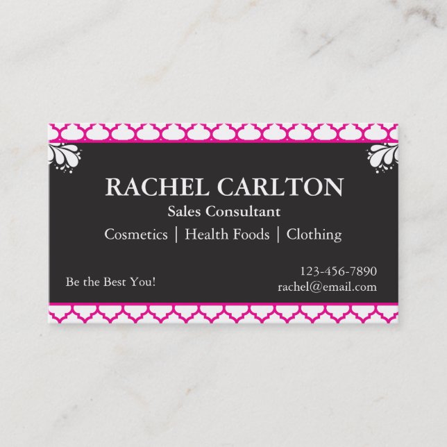 Pink & Black Business Cards (Front)