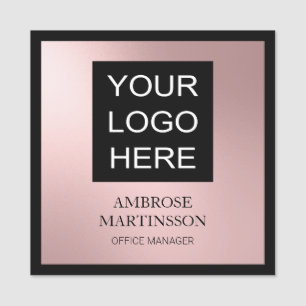 Pink Black Business Employee Name Title Logo Tag
