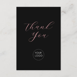  Pink Black Business Logo Script Thank You  Enclosure Card
