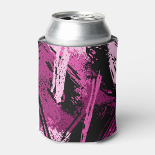 Pink Black Camouflage Can Cooler